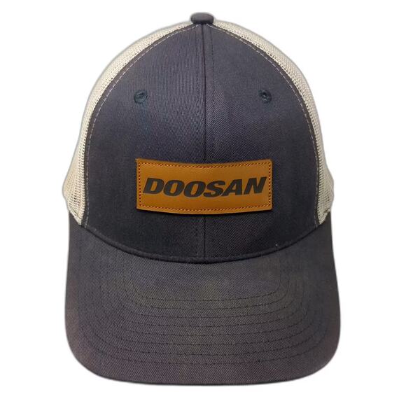 Doosan Trucker Hat Blue Beige OS Snapback Patch Turbomachinery Services Logo Inc
